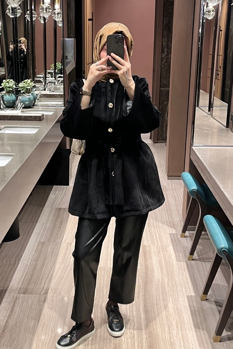 Angora Kaşe Kaban Siyah