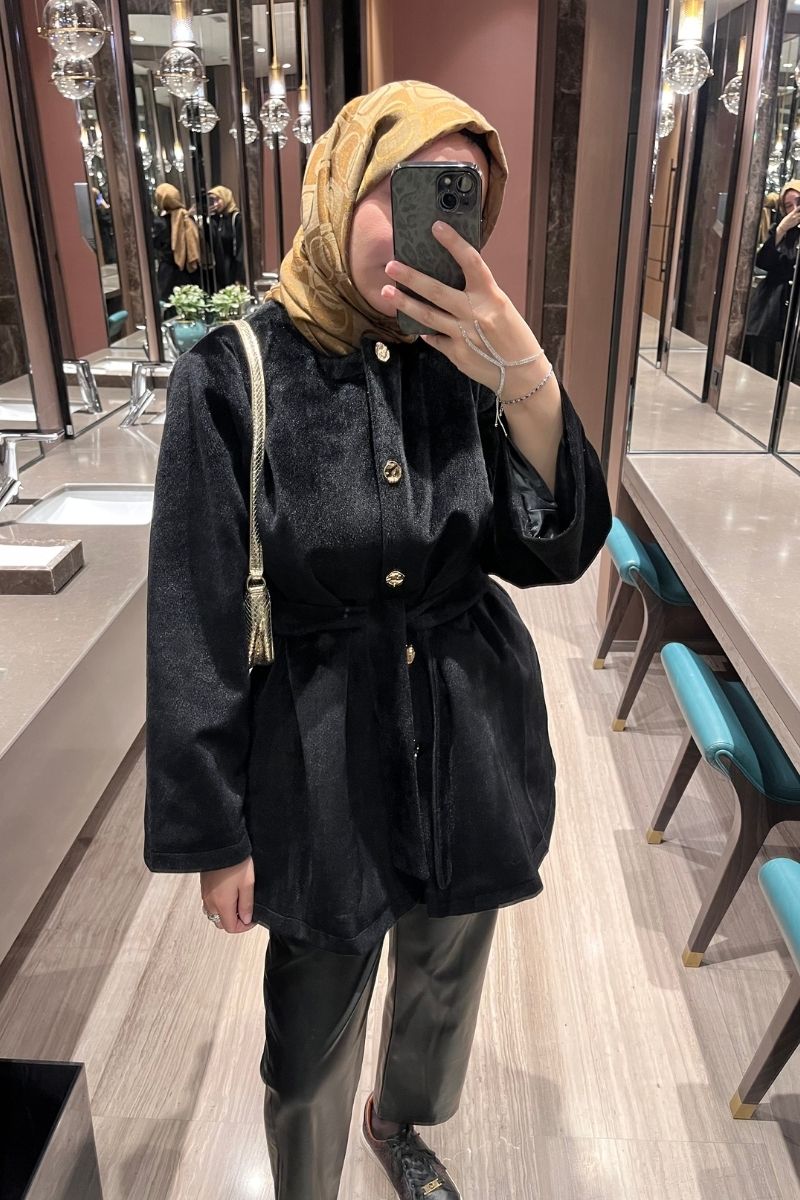 Angora Kaşe Kaban Siyah