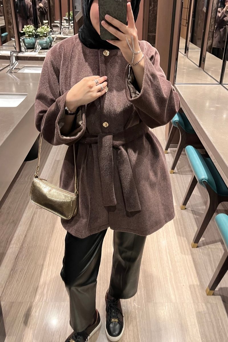 Angora Kaşe Kaban Kahverengi