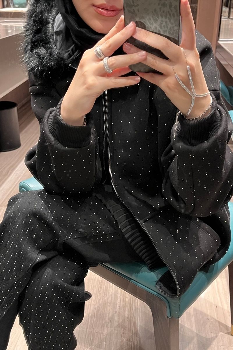 Kürk Detaylı Taşlı Hırka